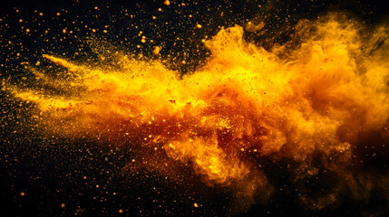 Wall Mural - an abstract explosion of powdery paints. a yellow-orange dust storm in interstellar space. a golden 