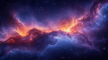 Wall Mural - a mesmerizing nebula galaxy background swirling with shades of purple and blue dotted with bright st
