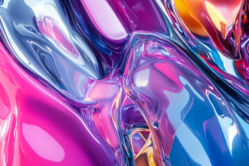 Abstract Liquid Glass Composition in 3D with Dynamic Colorful Reflections and Artistic Fluidity