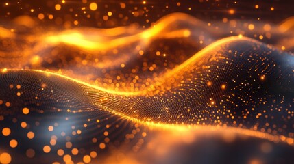 Poster - Abstract Gold and Black Wavy Pattern with Bokeh Lights