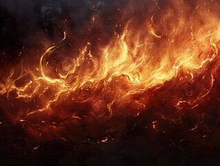 Canvas Print - Fiery Abstract Background: Burning Flames and Intense Light