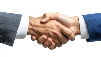 Handshake between two professionals on a white isolate background.