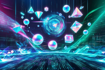 Poster - digital cyber tech background wallpaper 
