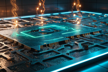 Poster - digital cyber tech background wallpaper 