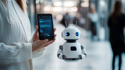 Poster - Smartphones are now equipped with AI, offering online assistance through apps. These AI assistants can act as chatbots, internet helpers, or even virtual business advisors.