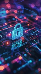 Poster - Dark outline of digital security in action.