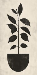 Sticker - Simple plant decor with silhouette