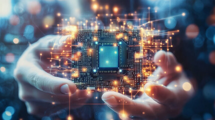 Poster - Smartphones are now being built with AI chips, which are like tiny brains that make the phone smarter. These chips are made in factories and used in many electronic devices.