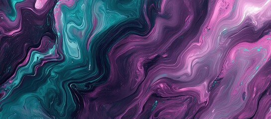 Poster - An abstract fluid, liquid marble pattern in purple and teal colors