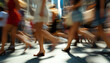 © mai - Use slow shutter speed to capture people walking or running, resulting in blurred bodies that contrast with sharp surroundings, symbolizing the passage of time