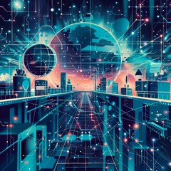 Poster - Dreamlike illustration of network protection.