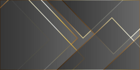 Poster - Modern black background corporate with gold lines .Modern silver grey white gold abstract geometric background with diamond shape and lines .square shapes template for business, card, flyer