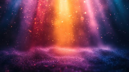 Wall Mural - abstract background with colorful light beams and glitter.