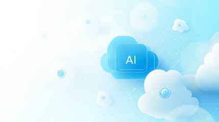 Poster - Concept of Artificial Intelligence Driven Cloud Computing. Clean and Minimalist