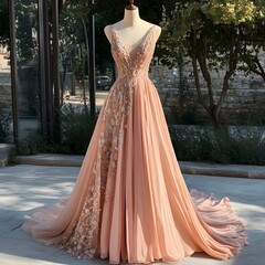 a bridesmaids dress in luxurious style outdoor