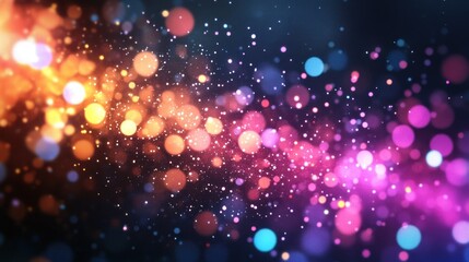 Poster - A vibrant abstract background of colorful bokeh lights and sparkling particles.