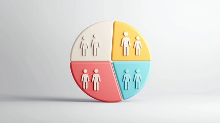 Poster - Demographic Segmentation Pie Chart: A colorful and visually engaging 3D pie chart depicting demographic segmentation, with each segment representing a distinct group of people.