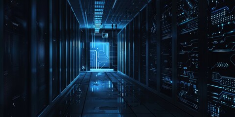 Poster - Dark outline of a secure digital environment.