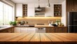 © Oranuch - Modern kitchen interior with elegant design and wooden countertop.