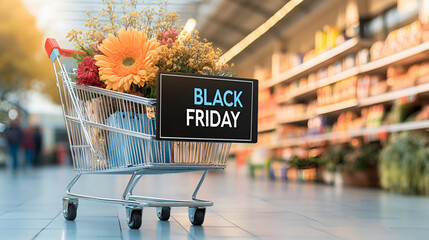 Sign at shopping cart 