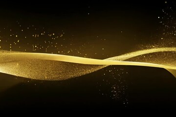 Poster - Dynamic golden particles swirling gracefully in an elegant display during a festive celebration at night