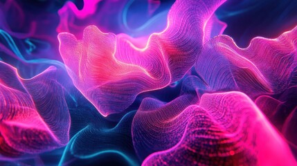 Poster - Abstract Wavy Pattern with Pink and Blue Hues