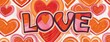 © Tawassul - 3D word LOVE with heart and rose on pink background, an elegant card with love background