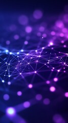 Poster - The visual features a vibrant network of interconnected lines and nodes, bathed in shades of purple and blue, creating a dynamic digital ambiance