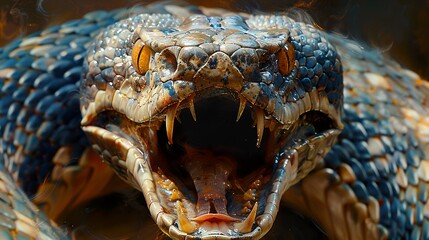 Wall Mural - close up of a venomous snake with fangs