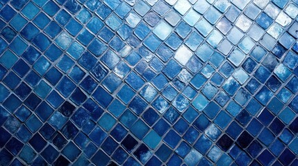 Poster - Ombre blue mosaic patterned background illustration