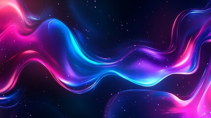 Sticker - A colorful wave of light with stars in the background. The colors are purple, blue, and pink