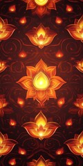 Sticker - Diwali background with a repeating pattern of lights and decorative motifs.