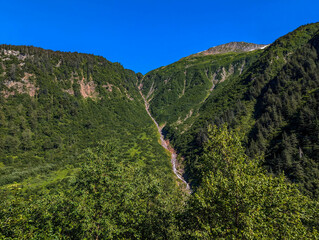 Beautiful scenery of the Preservance Trail with a waterfall