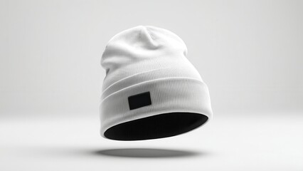 Clean beanie mockup, featuring a simple, classic shape with a fold-over brim. Great for product mockups, fashion branding, or minimalist design projects