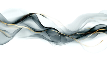 A long, curvy line of gold and black with a white background. The line is wavy and has a shiny, metallic appearance