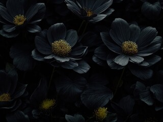 Poster - dark flowers nature concept. AI Generative