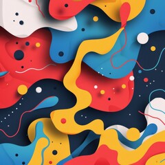 Wall Mural - A colorful abstract painting with a lot of swirls and splatters