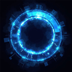 Wall Mural - Blue Glowing Tech Circle Background 
