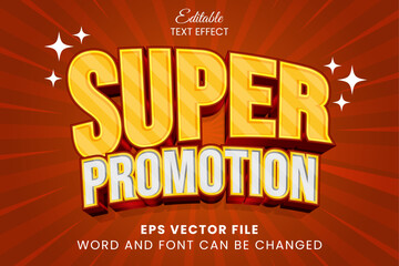 Wall Mural - Super promotion 3d editable vector text effect. Discount promotion text style