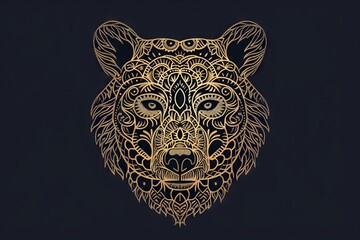 Poster - Bear head with intricate tribal patterns.