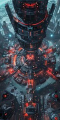 Wall Mural - bird's-eye perspective on digital defense systems.