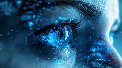 Wall Mural - close-up of a human eye with digital art overlay