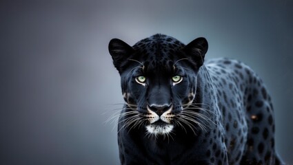 Wall Mural - majestic black leopard staring intently in low light conditions.