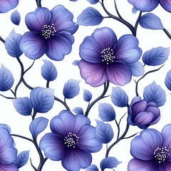 Seamless beautiful purple spring flowers pattern