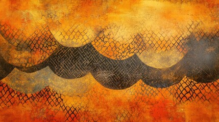 Aufkleber - Artwork featuring a stunning pattern set against a textured orange backdrop