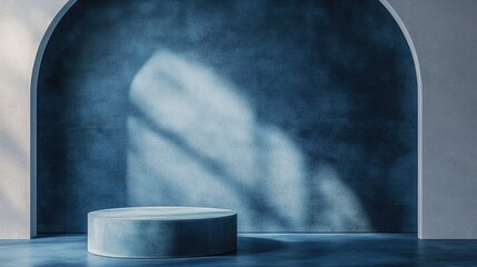 Aufkleber - Abstract blue corner scene with a cylinder podium in 3D rendering
