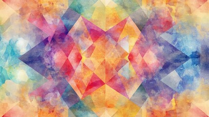 Aufkleber - Abstract watercolor texture featuring sacred geometry A creative pattern for graphic design showcasing vibrant multicolored kaleidoscopic elements in a liquid oil painting style