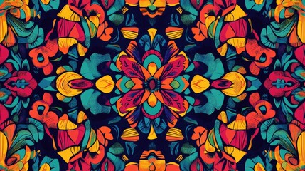 Aufkleber - Abstract fantasy graphic background featuring a seamless floral geometric pattern Hand drawn fabric texture with tribal ethnic ornamentation in a doodle style illustration