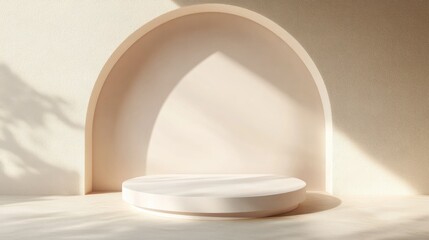 Poster - 3D render of an abstract podium platform for product showcasing and marketing Minimalistic backdrop with a sleek design Unoccupied pedestal for mock up purposes Blank stage featuring pastel tones
