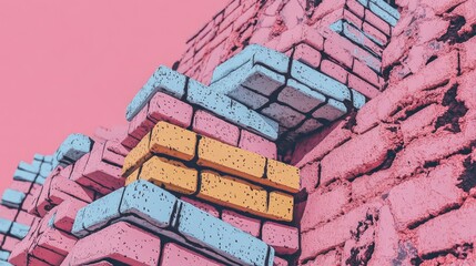 Aufkleber - A close up view of a stack of bricks